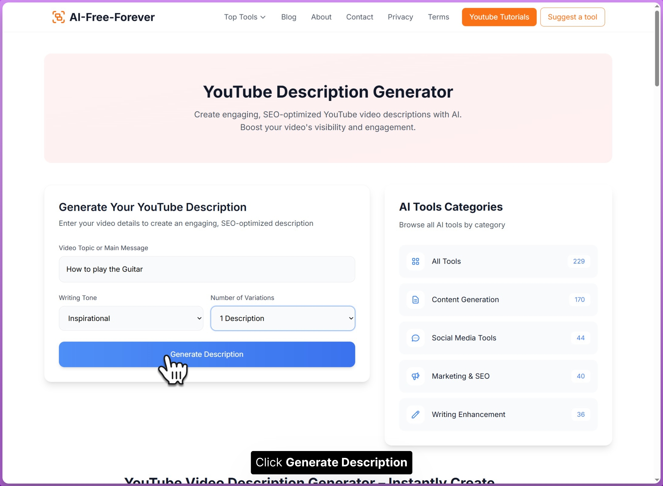 Step 4: Click generate button to create AI content